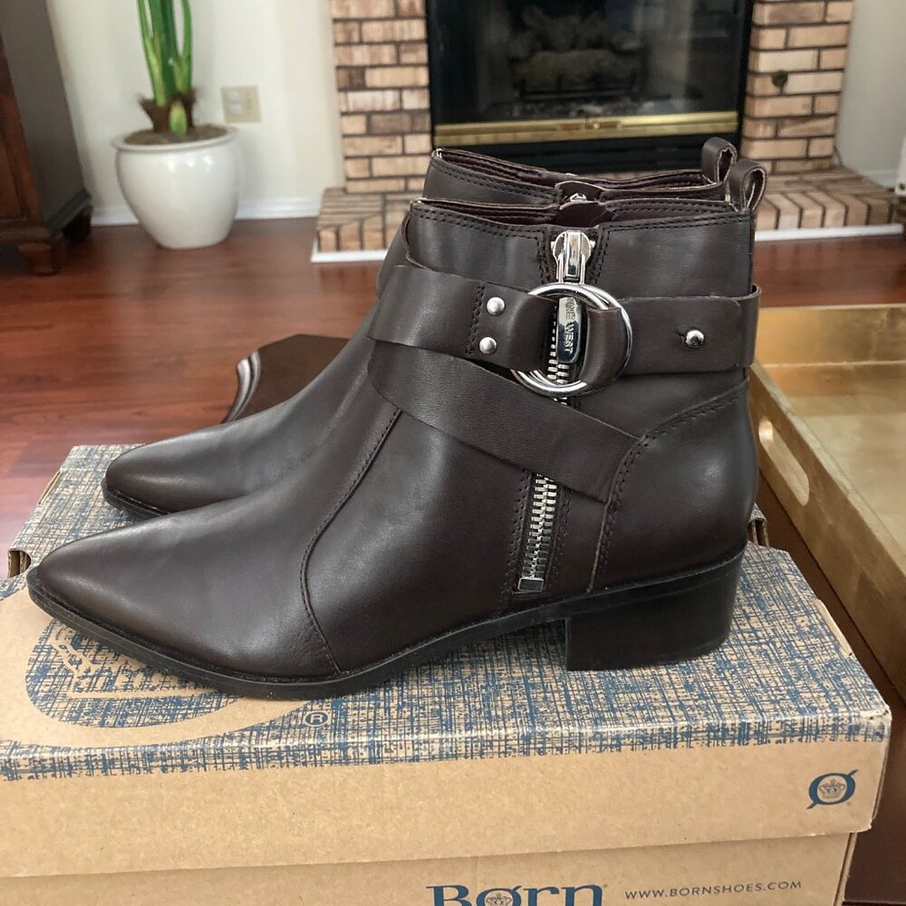 Nine West Brown Leather Ankle Boots Size 9